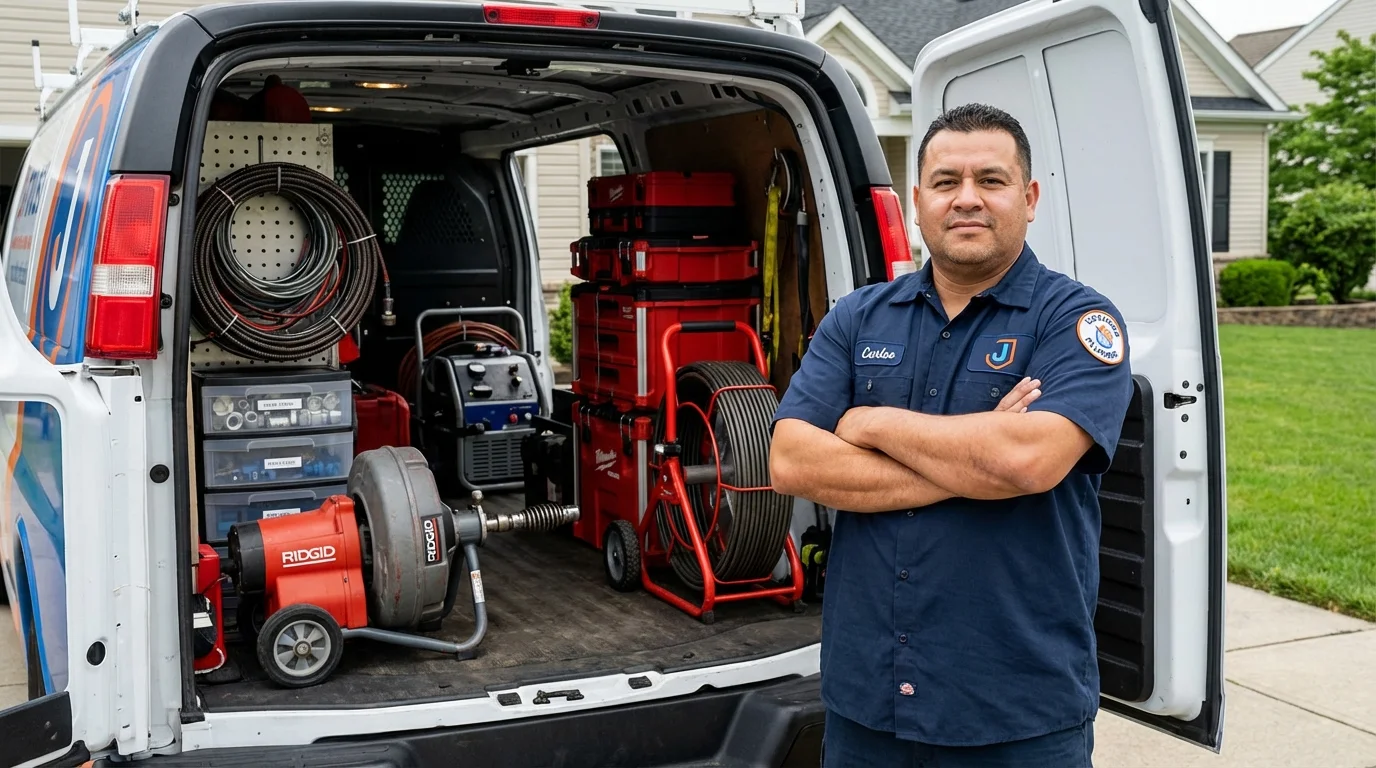Professional drain cleaning equipment and Johns Plumbing LLC plumber in Elkins